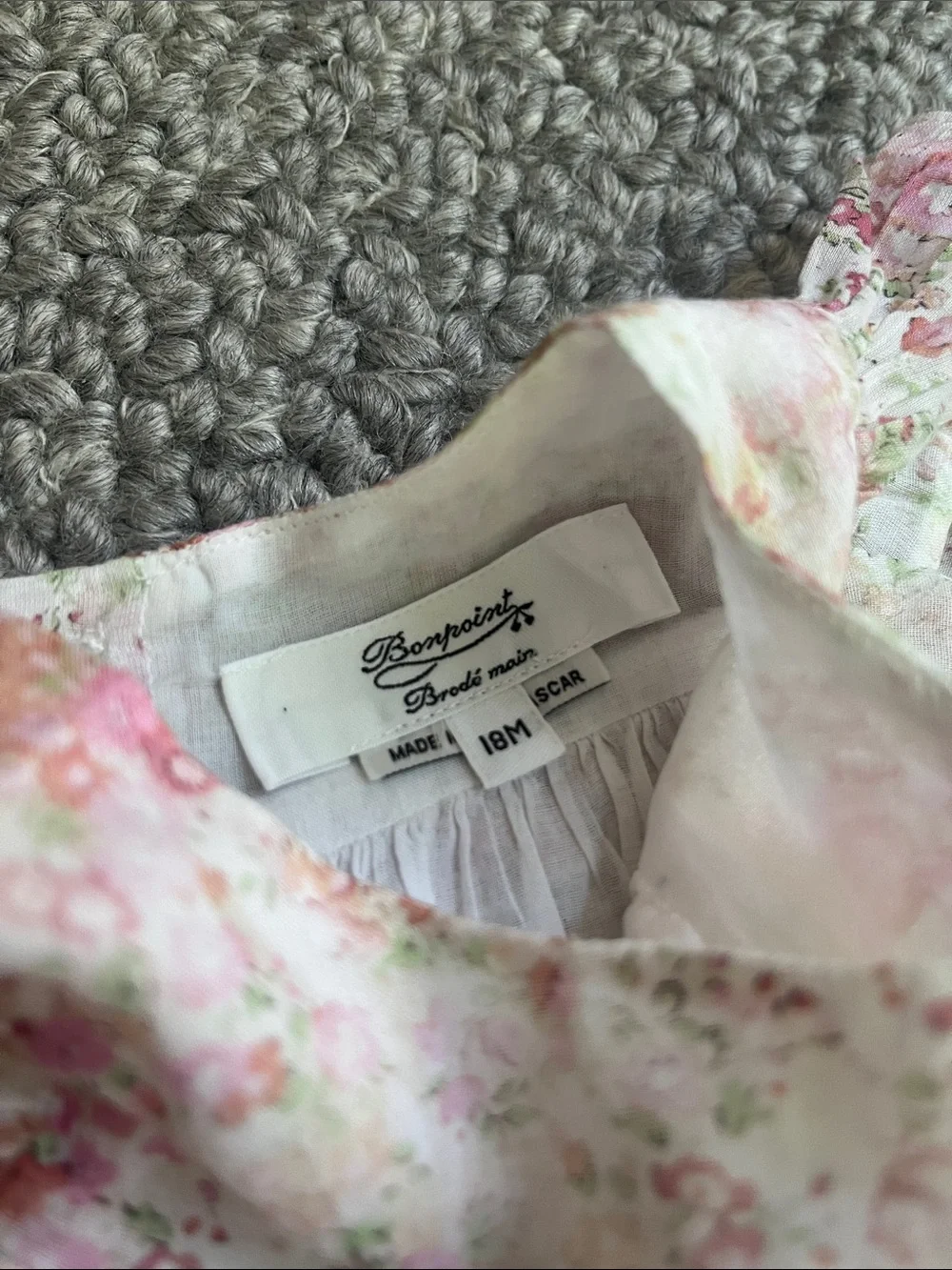 Bonpoint Floral Smocked Dress and Bloomers - Pink and Cream